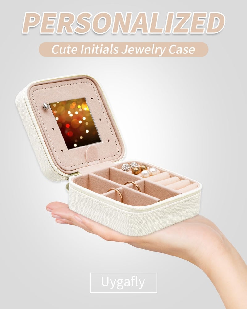 Uygafly Graduation Birthday Gifts for 4 5 6 7 8 9 10 11 12 13 Year Old Girls,Gifts for Teens Kids Daughter Sister Her,Travel Jewelry Case Small Box Organizer for Women Cute Stuff | Cream,A - Image 3